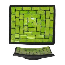 Plate Mosaic Glass Lime Green 25 cm