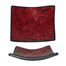 Plate Mosaic Glass Maroon Motif 25 cm