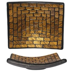 Plate Mosaic Glass Gold Motif 40 cm