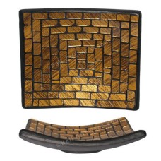 Plate Mosaic Glass Gold Motif 30 cm