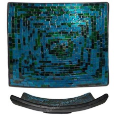 Plate Mosaic Glass Blue Green 40 cm