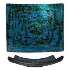 Plate Mosaic Glass Blue Green 30 cm