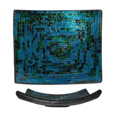 Plate Mosaic Glass Blue Green 25 cm