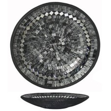 Plate Mosaic Glass Black Silver 50 cm