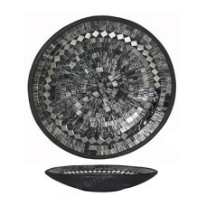 Mosaic Glass Plate Black Silver 40 cm