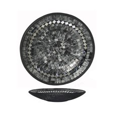 Mosaic Glass Plate Black Silver 30 cm