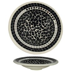 Plate Mosaic Glass Black White 50 cm