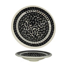 Plate Mosaic Glass Black White 40 cm