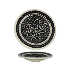 Plate Mosaic Glass Black White 30 cm