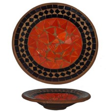 Plate Mosaic Glass Black Orange 50 cm