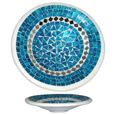 Plate Mosaic Glass Turquoise White 50 cm