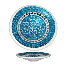 Plate Mosaic Glass Turquoise White 40 cm