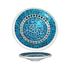 Plate Mosaic Glass Turquoise White 30 cm