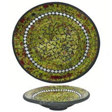 Plate Mosaic Glass Green Motif 50 cm