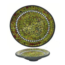 Plate Mosaic Glass Green Motif 40 cm