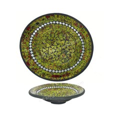 Plate Mosaic Glass Green Motif 30 cm