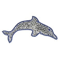 Mosaic Glass Dolphin Grey Blue 55 cm