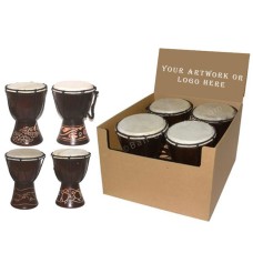 Assorted Brown Djembe Drum Display Of 4