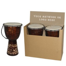 Carved Brown Djembe Drum Display Of 2