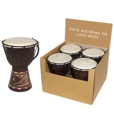 Dark Brown Wood Djembe Drum Display Of 4