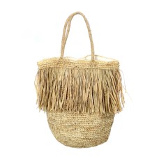 Straw Grass Fringes Hand Bag Natural 