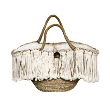 Straw Grass Macrame Fringes Hand Bag