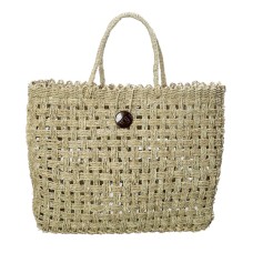 Straw Grass Coconut Button Hand Bag