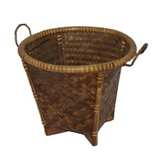 Bamboo Brown Basket With Handles 33 cm