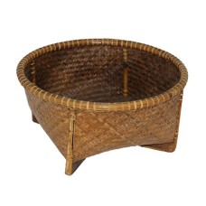 Light Brown Low Bamboo Basket