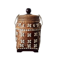 Rattan Basket Brown With Shell 45 cm