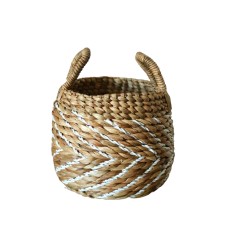 Round Water Hyacinth Basket Natural 46 cm