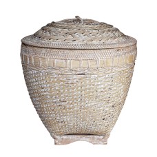 Rattan Basket White Wash With Lid 53 cm