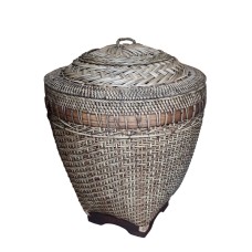 Rattan Basket Antique Brown With Lid 53 cm