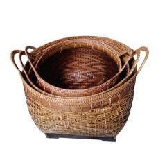 Rattan Basket Brown Set Of 3