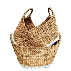 Water Hyacinth Oval Basket Set Of 3