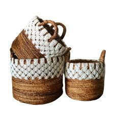 Banana Leaf Macrame Basket Set Of 3