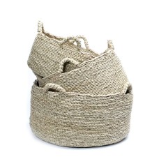 Straw Grass Basket Natural Set Of 3