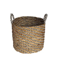 Banana Leaf Basket Black White 37 cm