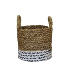 Water Hyacinth Basket Black White 27 cm