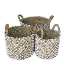 Water Hyacinth Cotton Basket Set Of 3