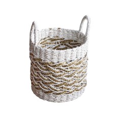 Straw Grass Basket White 37 cm