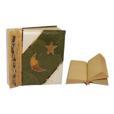 Notebook Medium Green Leaf Moon Star