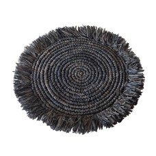 Raffia Dining Placemat Black 38 cm