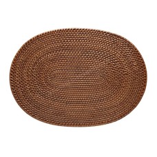 Oval Rattan Dining Placemat Brown 44 cm