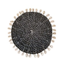 Raffia Dining Placemat Black Shell 20 cm