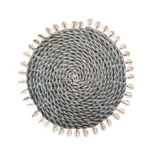 Raffia Dining Placemat Grey Shell 20 cm