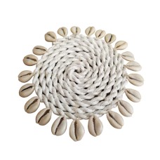 Raffia Drink Coaster White Shell 10 cm