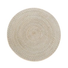 Rattan Dining Placemat White Wash 38 cm