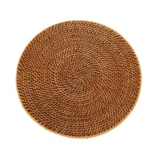 Round Rattan Dining Placemat Brown 38 cm