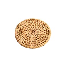 Round Rattan Drink Coaster Natural 8 cm